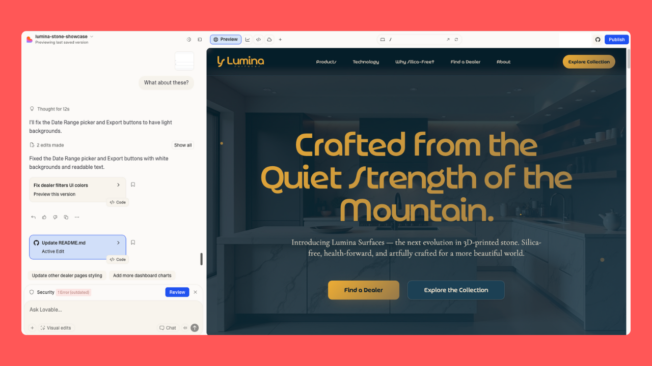 Lovable.dev Interface