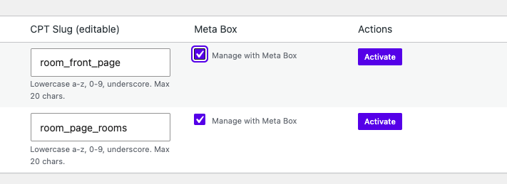 WPConvert CPT Plugin: optional Meta Box field group on activation
