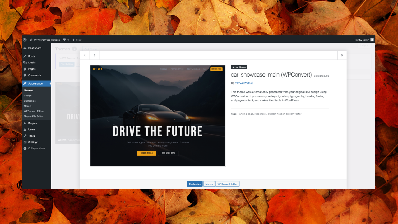 Upload WordPress theme