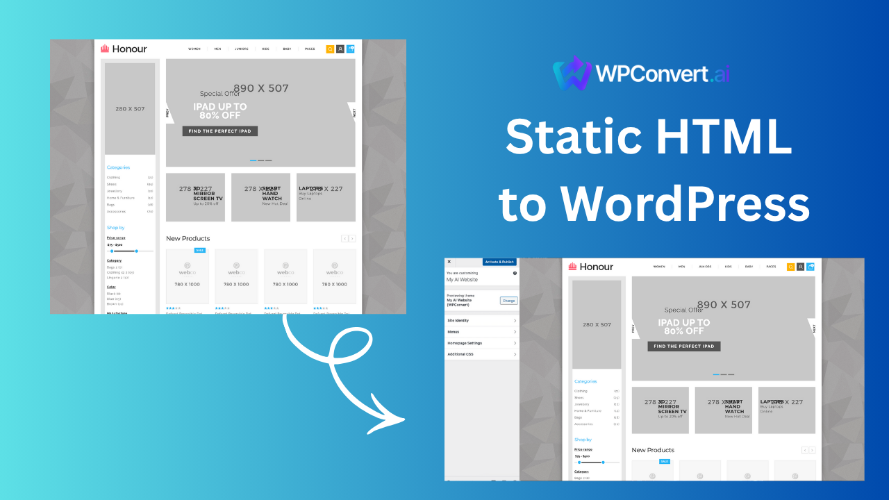 WPConvert.ai Convert any AI Built Website to WordPress Theme in One Click