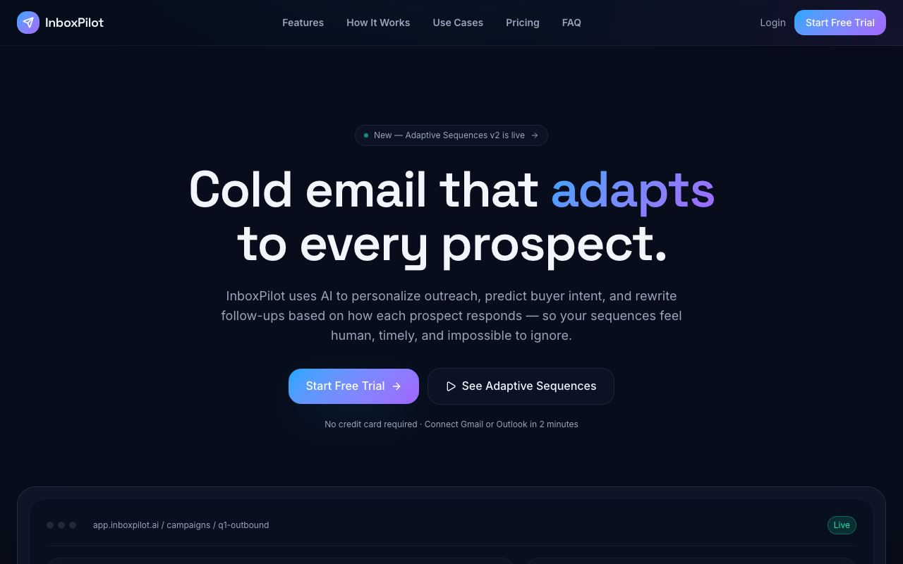 InboxPilot Lovable SaaS landing homepage in WordPress Playground showing hero, pricing, and navigation after WPConvert conversion